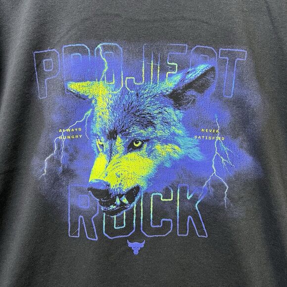 Under Armour Project Rock Wolf Heavyweight‎ Mens M 1379752 Black T-Shirt - Picture 2 of 7